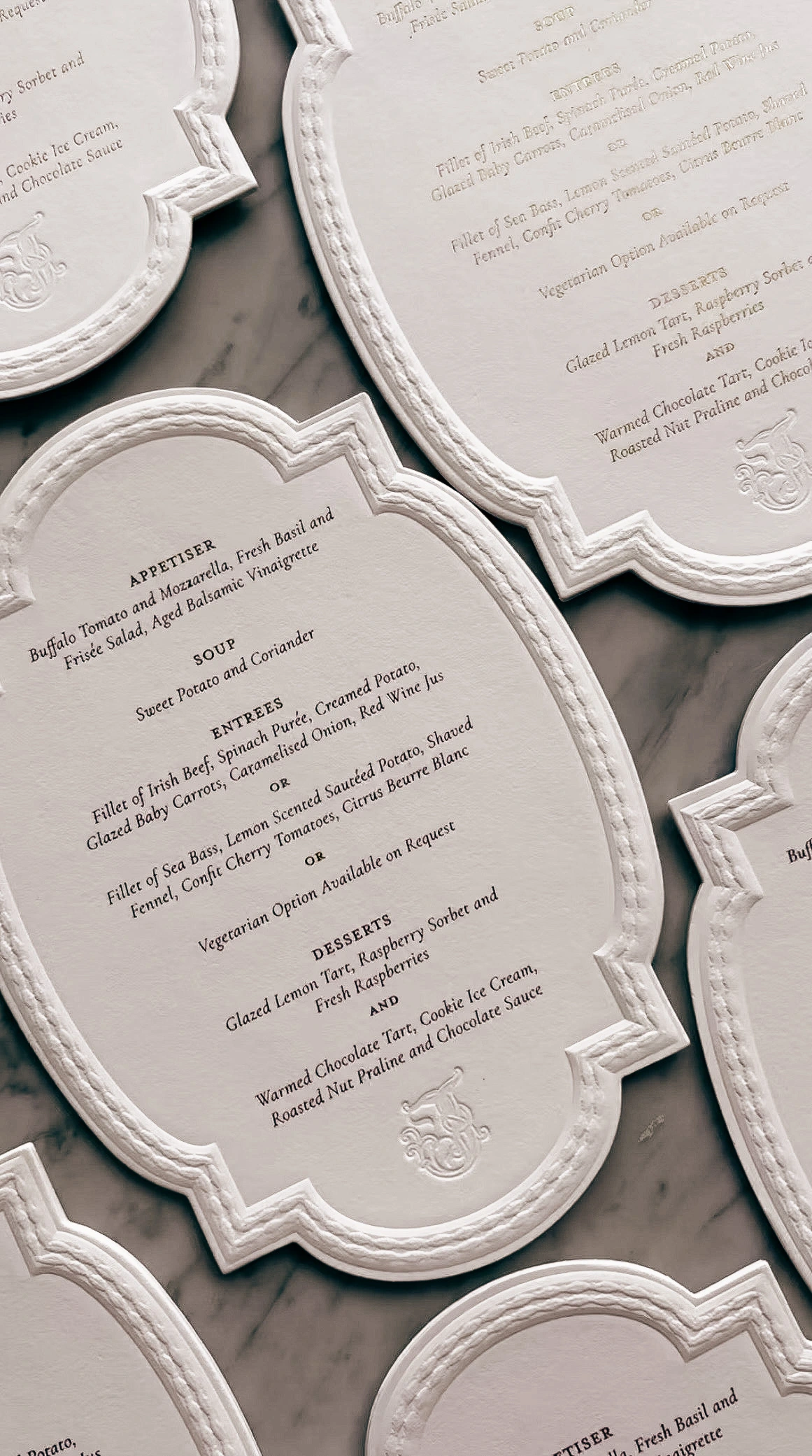 Sculpted Embossed Menus